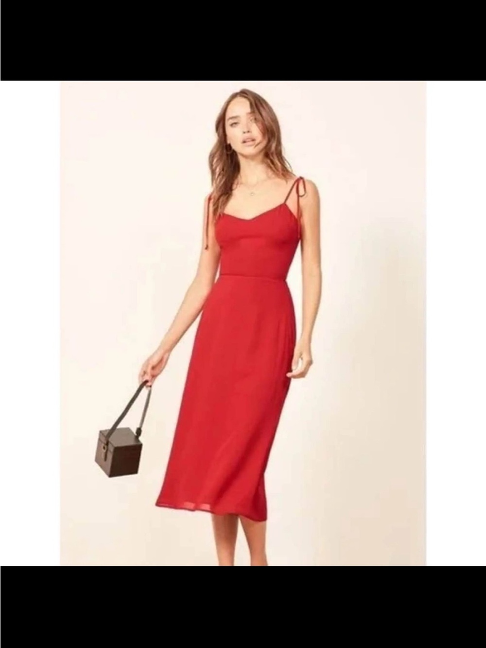 Reformation Red Tie-Strap Midi Dress